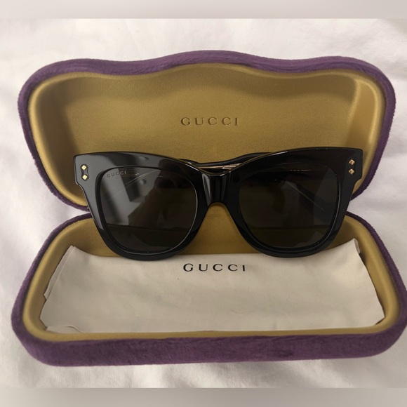 Gucci Black Sunglasses with Gold Accents